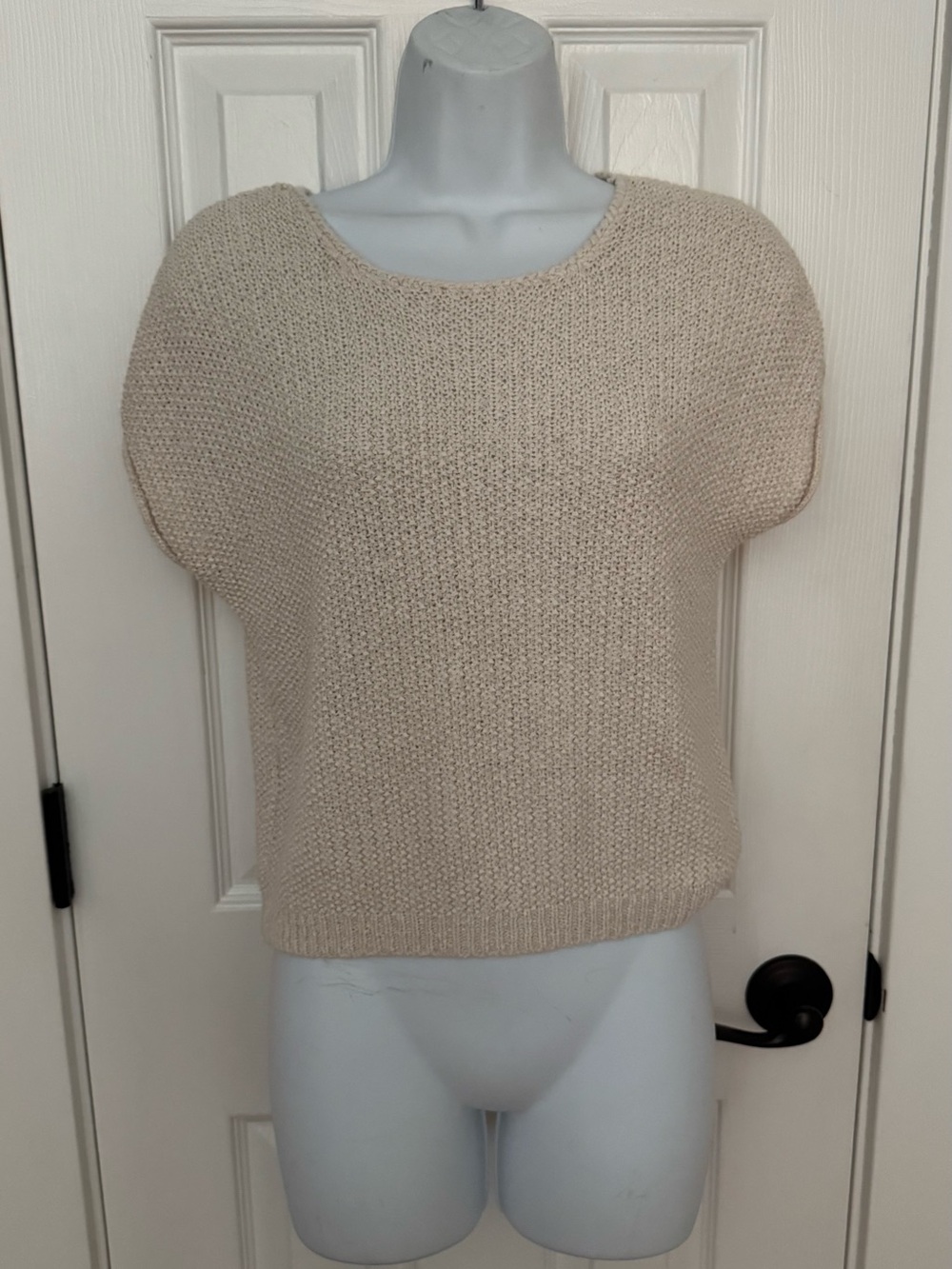 moon & madison Cream Short-Sleeve Knit Scoop Neck Sweater